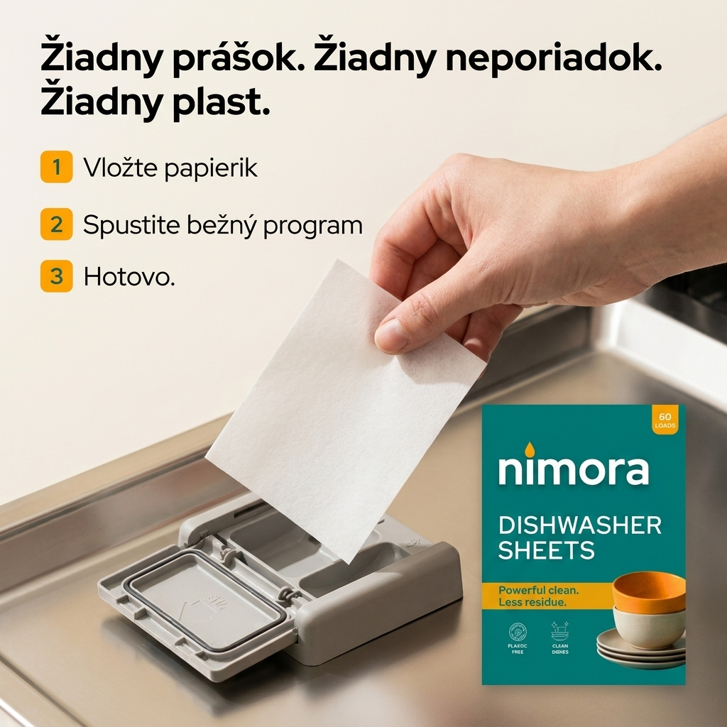Proužky do myčky bez chemie — Nimora | 60 mytí, papírový obal