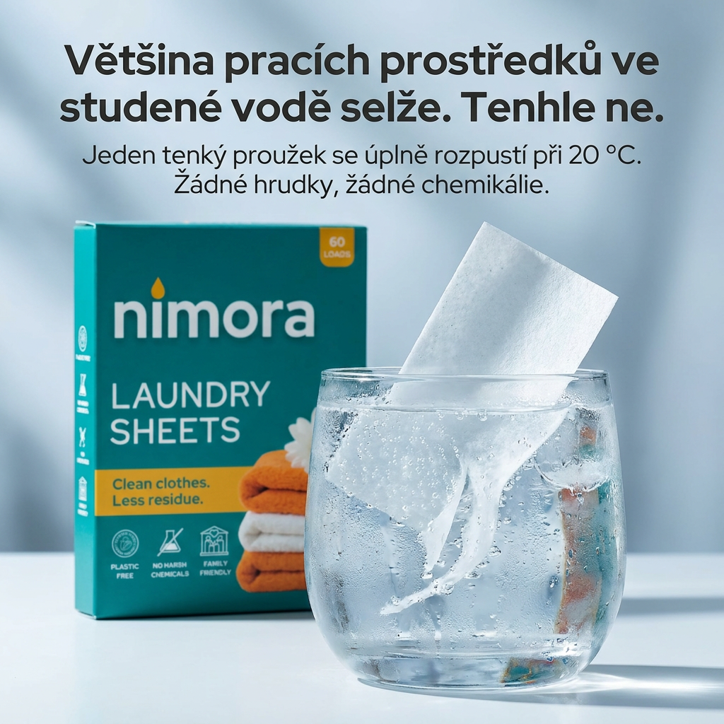 Proužky do pračky bez chemie — Nimora | 60 praní, papírový obal
